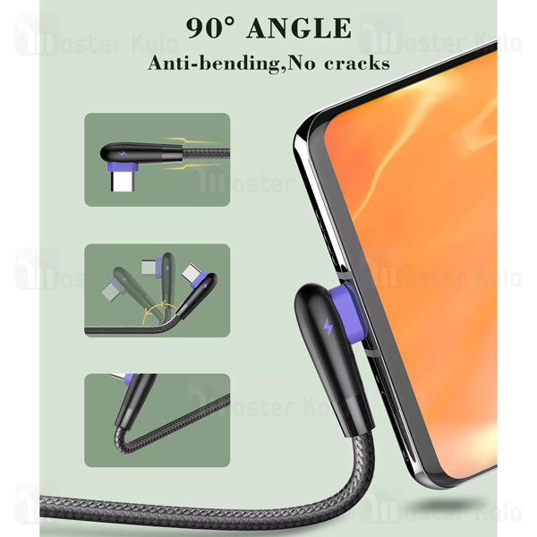 کابل میکرو یو اس بی الدینیو LDNIO LS561 Micro USB 90 Angle Elbow Data طول 1 متر و شدت جریان 2.4 آمپر